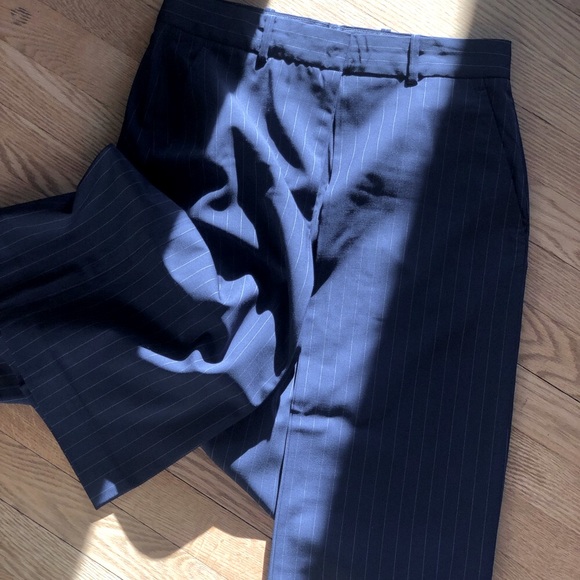 Jean Paul Gaultier dark navy pinstriped knee length pants - Picture 8 of 10